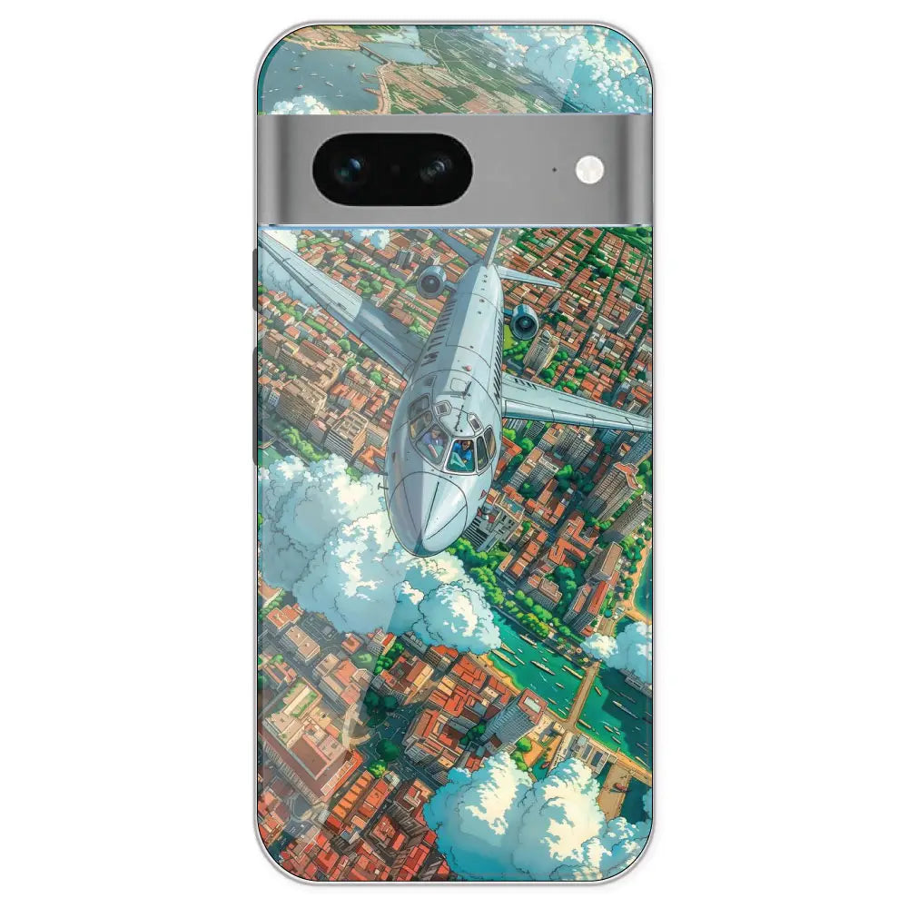 Flying Over City - Printed Silicone Case For Google Pixel 7