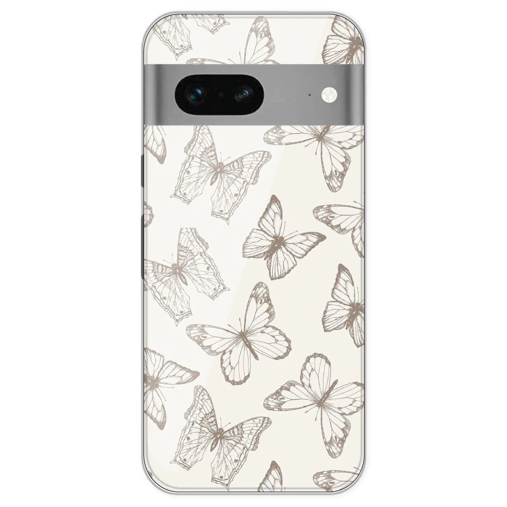 White Butterflies - Printed Silicone Case For Google Pixel 7
