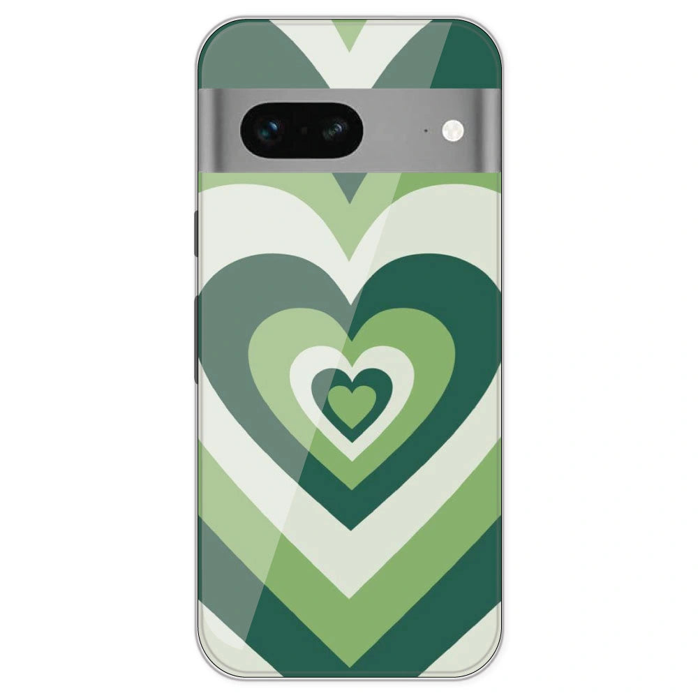 Dark Green Hearts - Printed Silicone Case For Google Pixel 7
