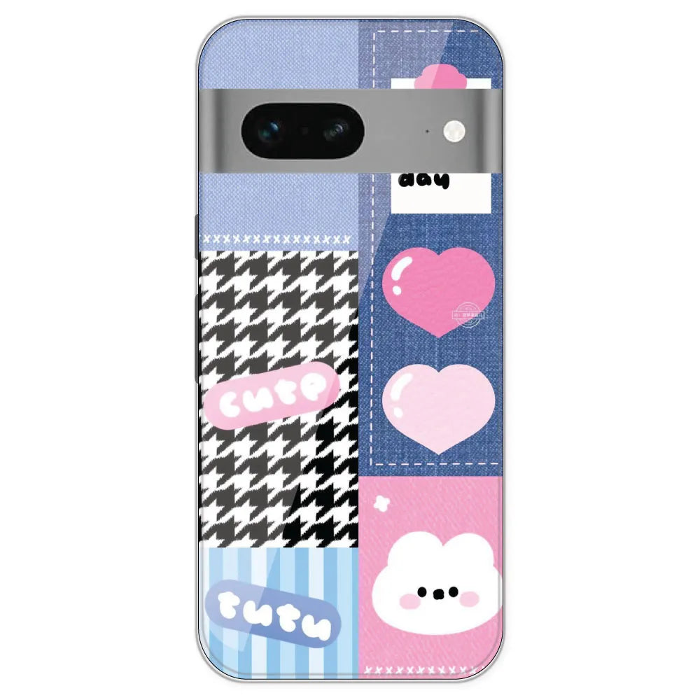 Cute Pink Bear Collage - Printed Silicone Case For Google Pixel 7