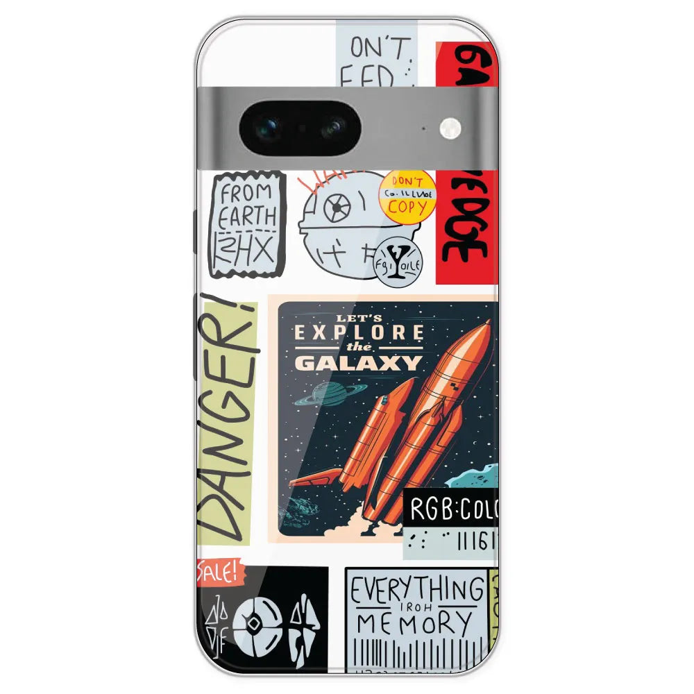 Galaxy - Clear Printed Silicone Case For Google Pixel 7