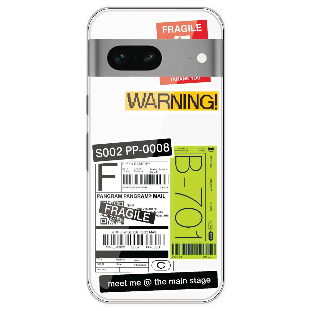 Fragile Labels - Clear Printed Silicone Case For Google Pixel 7