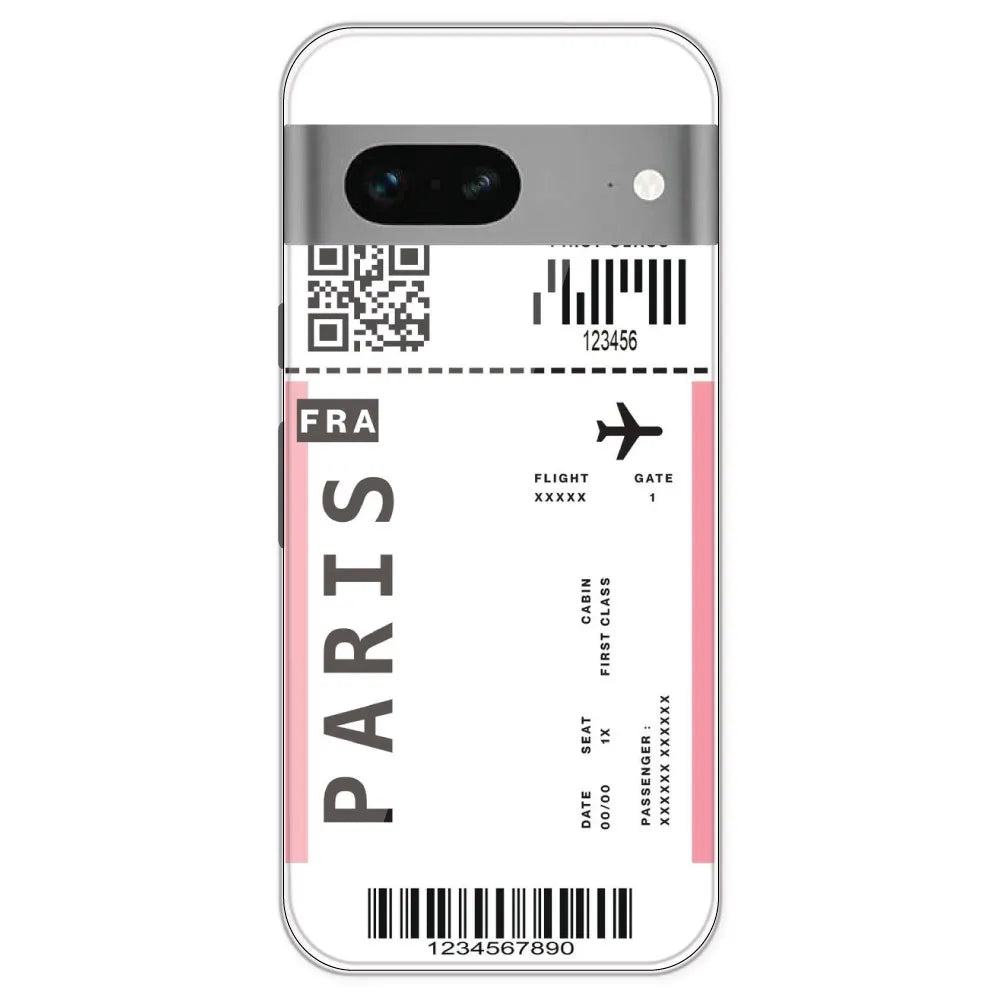 Paris Ticket - Clear Printed Silicone Case For Google Pixel 7