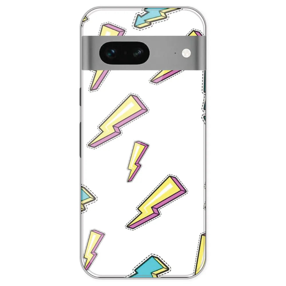 Lighting Bolts - Clear Printed Silicone Case For Google Pixel 7