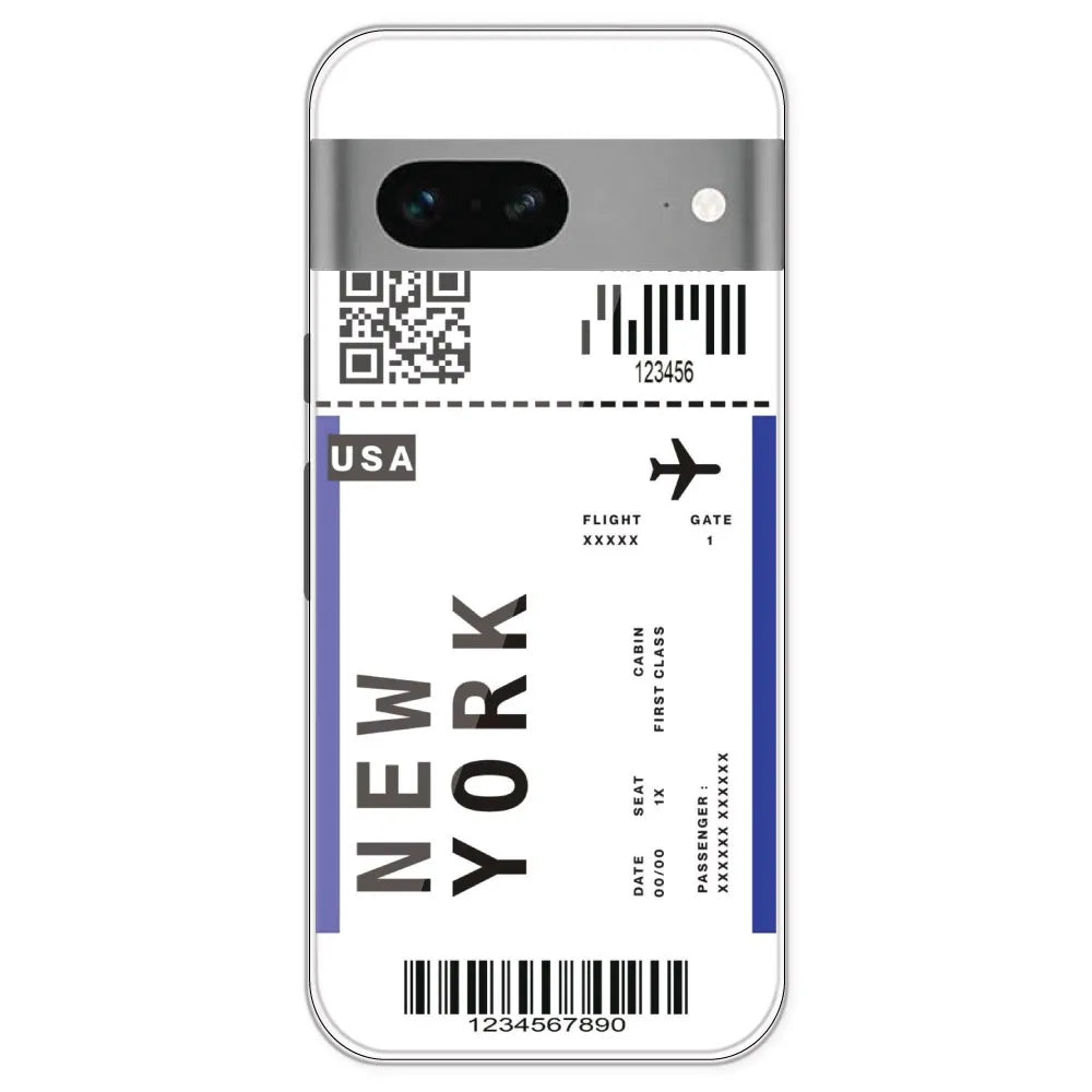 New York Ticket - Clear Printed Silicone Case For Google Pixel 7