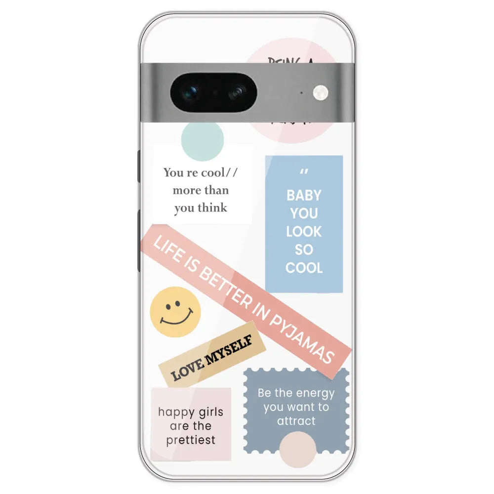 Be Happy - Clear Printed Silicone Case For Google Pixel 7
