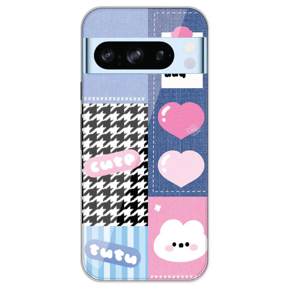 Cute Pink Bear Collage - Printed Silicone Case For Google Pixel 8 Pro