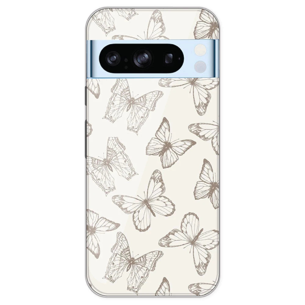White Butterflies - Printed Silicone Case For Google Pixel 8 Pro