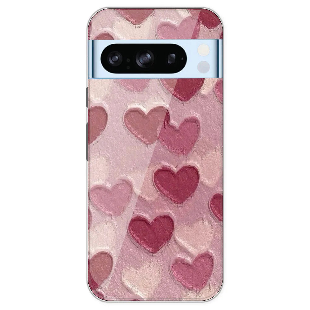 Pastel Hearts Love - Printed Silicone Case For Google Pixel 8 Pro