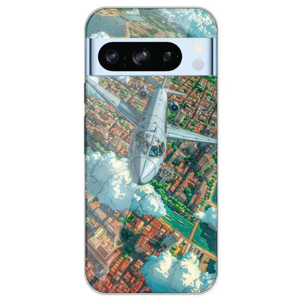 Flying Over City - Printed Silicone Case For Google Pixel 8 Pro