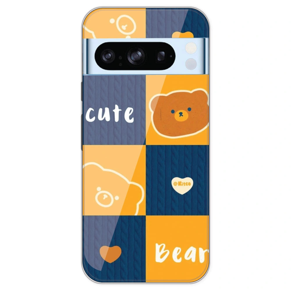 Cute Bear Collage - Printed Silicone Case For Google Pixel 8 Pro