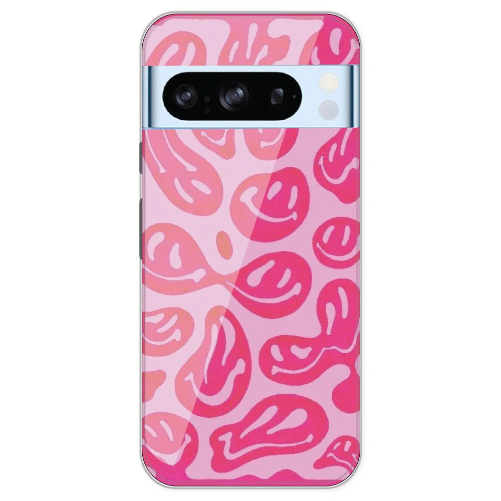 Pink Smilies - Printed Silicone Case For Google Pixel 8 Pro