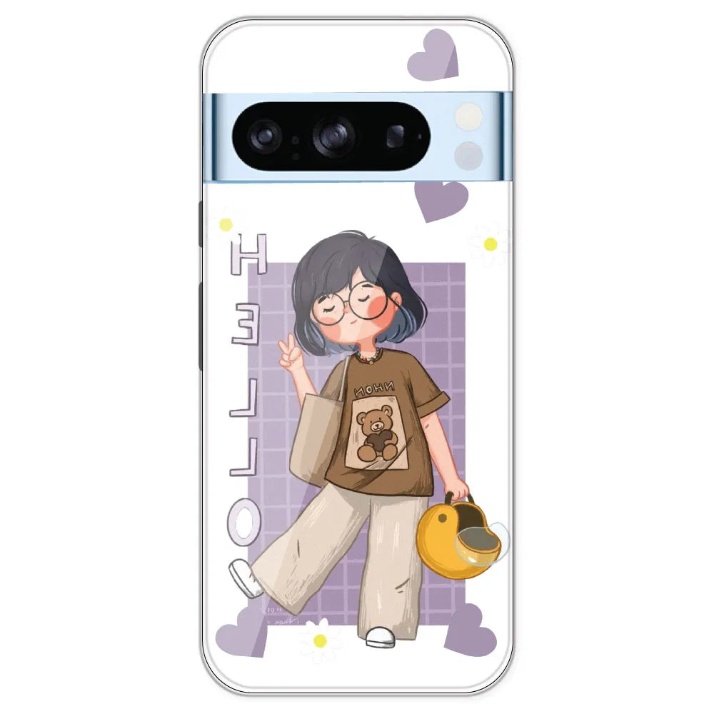 Introvert Girl - Clear Printed Silicone Case For Google Pixel 8 Pro