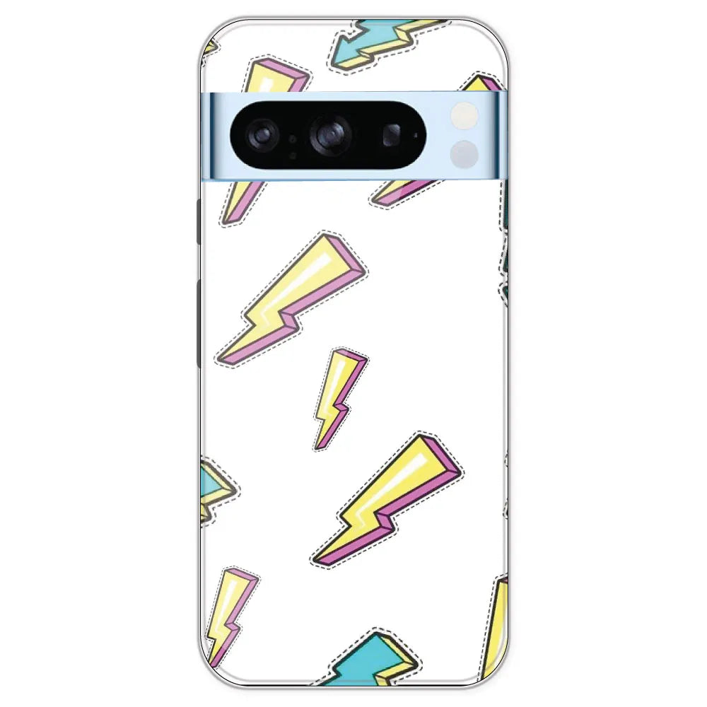 Lighting Bolts - Clear Printed Silicone Case For Google Pixel 8 Pro