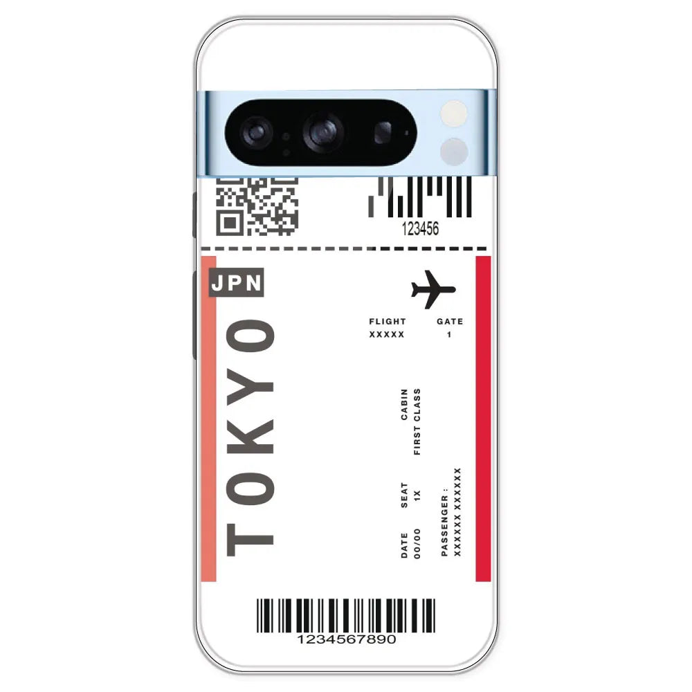 Tokyo Ticket - Clear Printed Silicone Case For Google Pixel 8 Pro