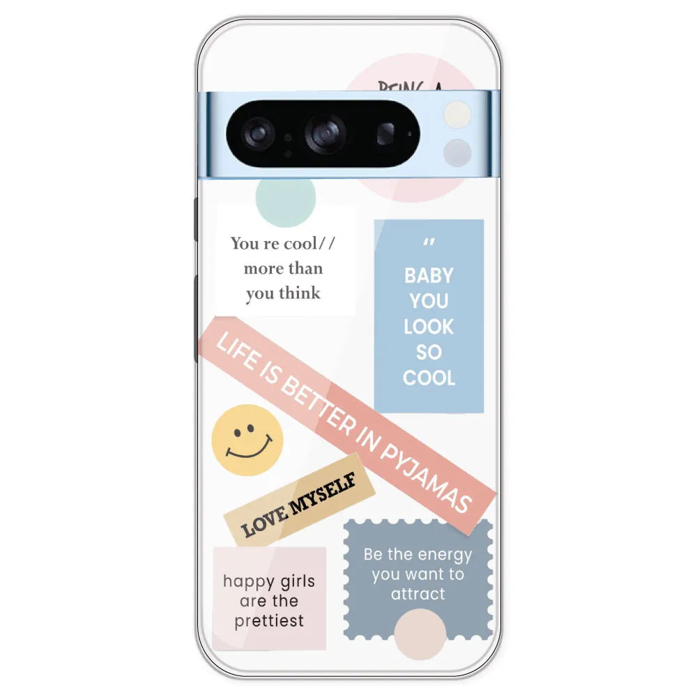 Be Happy - Clear Printed Silicone Case For Google Pixel 8 Pro