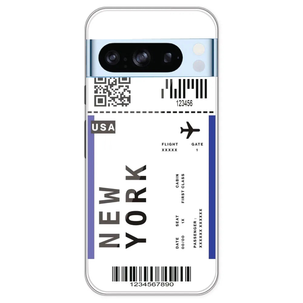 New York Ticket - Clear Printed Silicone Case For Google Pixel 8 Pro