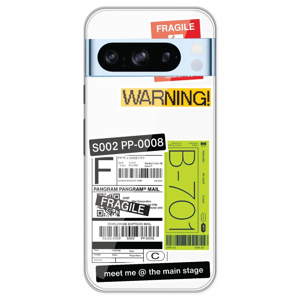 Fragile Labels - Clear Printed Silicone Case For Google Pixel 8 Pro