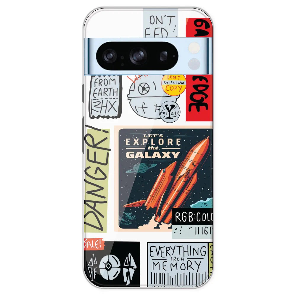 Galaxy - Clear Printed Silicone Case For Google Pixel 8 Pro