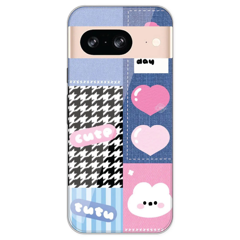 Cute Pink Bear Collage - Printed Silicone Case For Google Pixel 8
