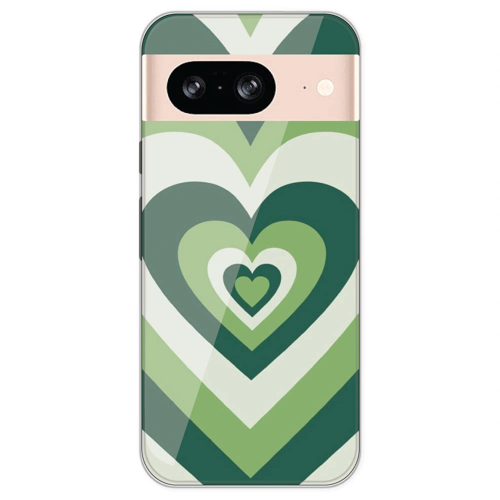 Dark Green Hearts - Printed Silicone Case For Google Pixel 8