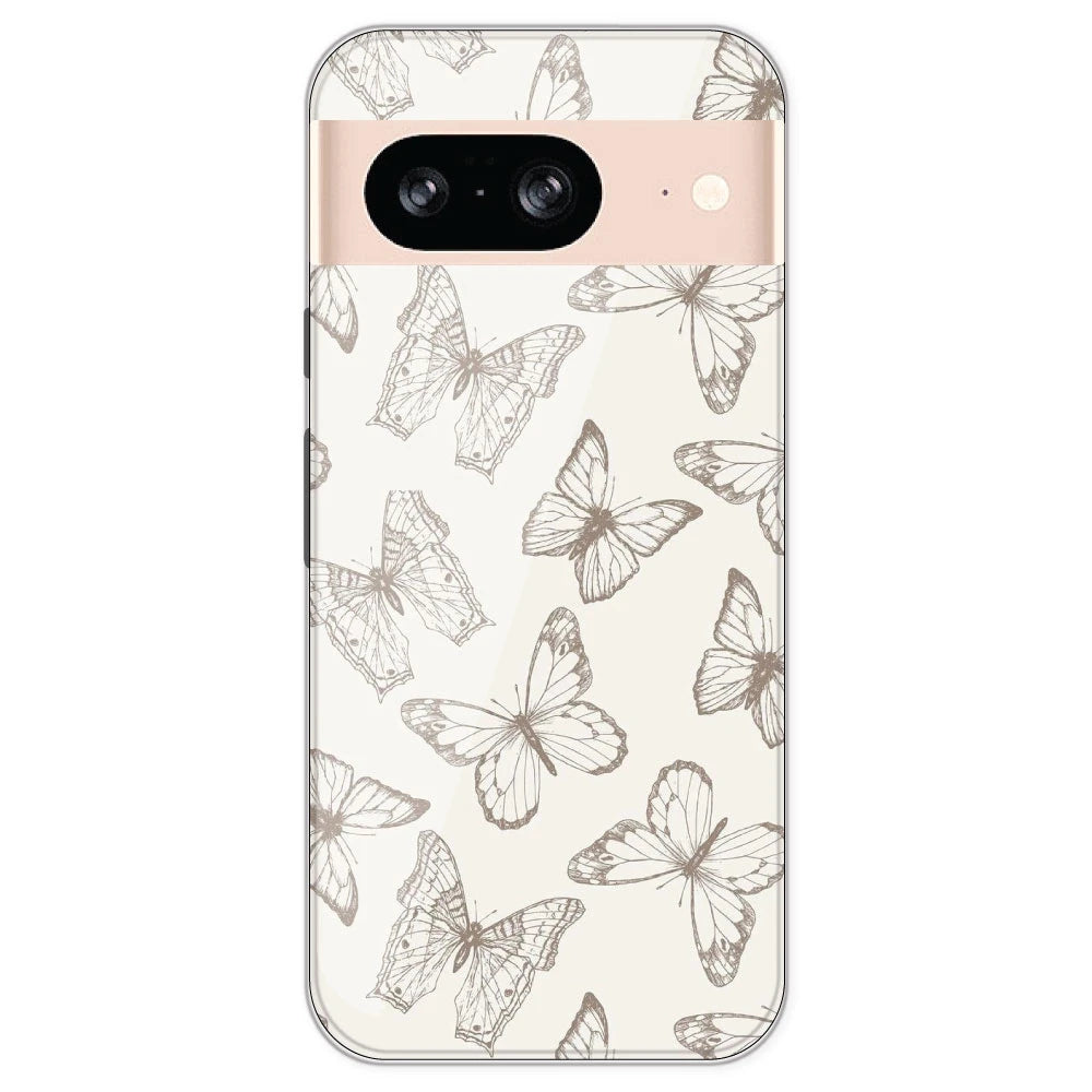 White Butterflies - Printed Silicone Case For Google Pixel 8