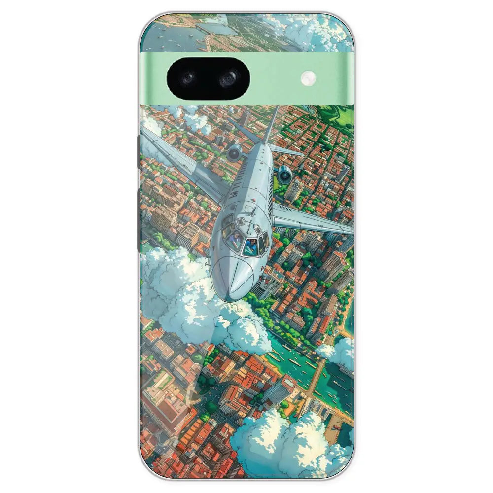 Flying Over City - Printed Silicone Case For Google Pixel 8A