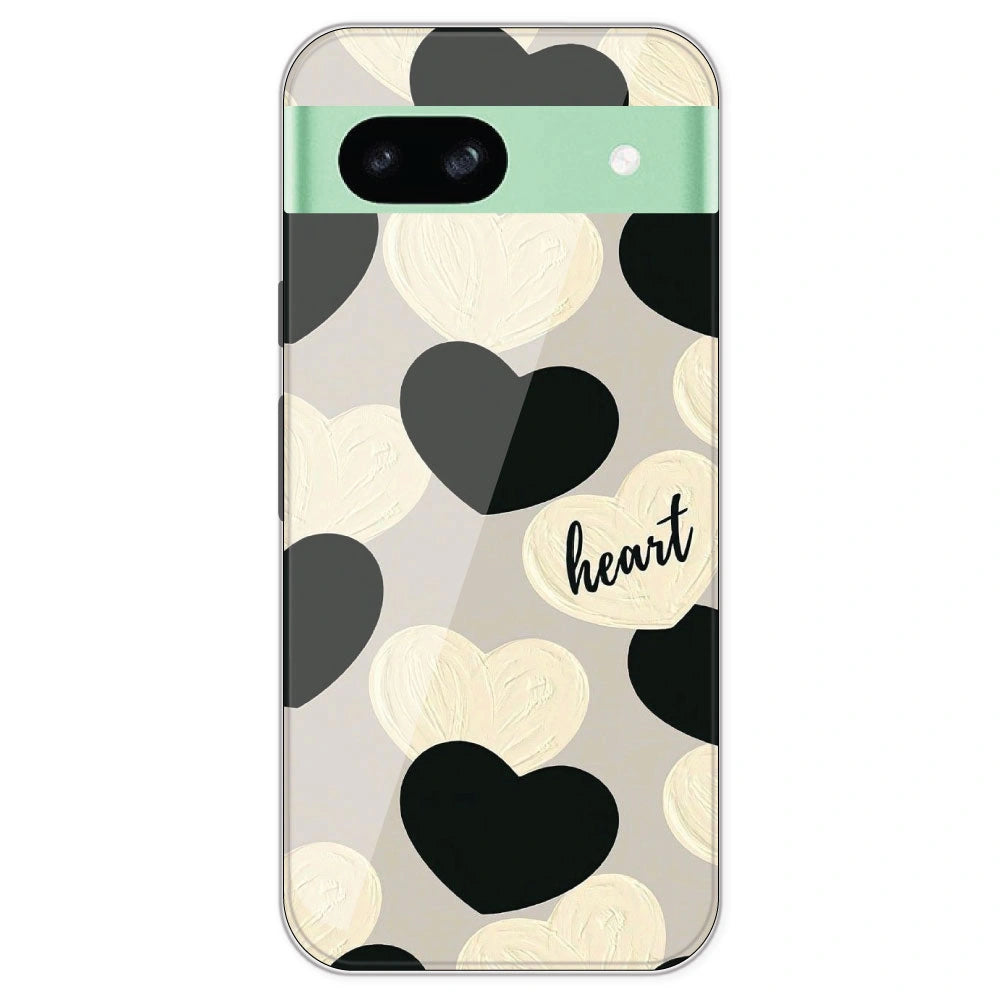 Black And White Heart - Printed Silicone Case For Google Pixel 8A