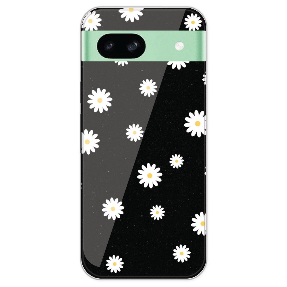 White And Black Flower - Printed Silicone Case For Google Pixel 8A