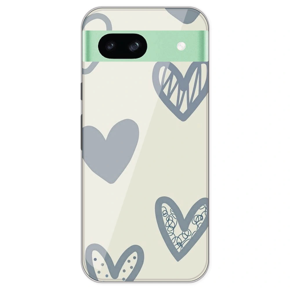 Light Blue Hearts - Printed Silicone Case For Google Pixel 8A