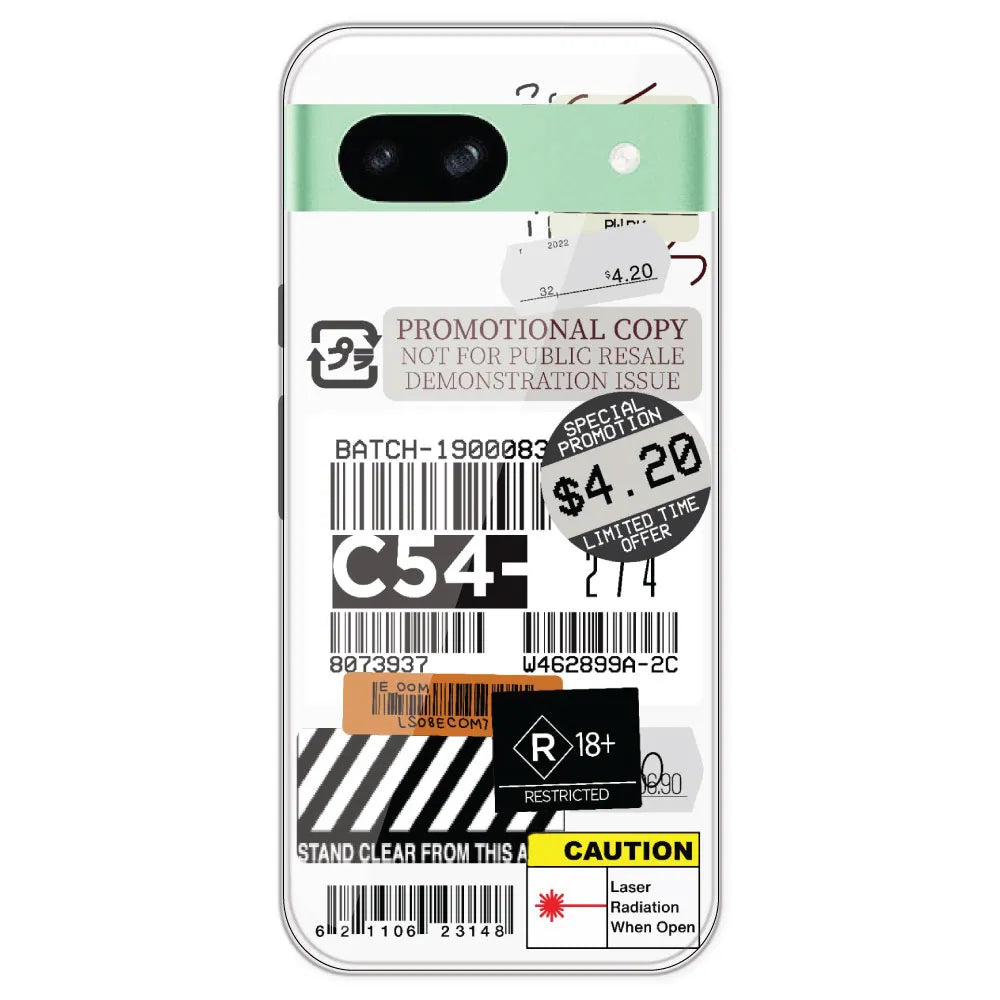 Labels - Clear Printed Silicone Case For Google Pixel 8A