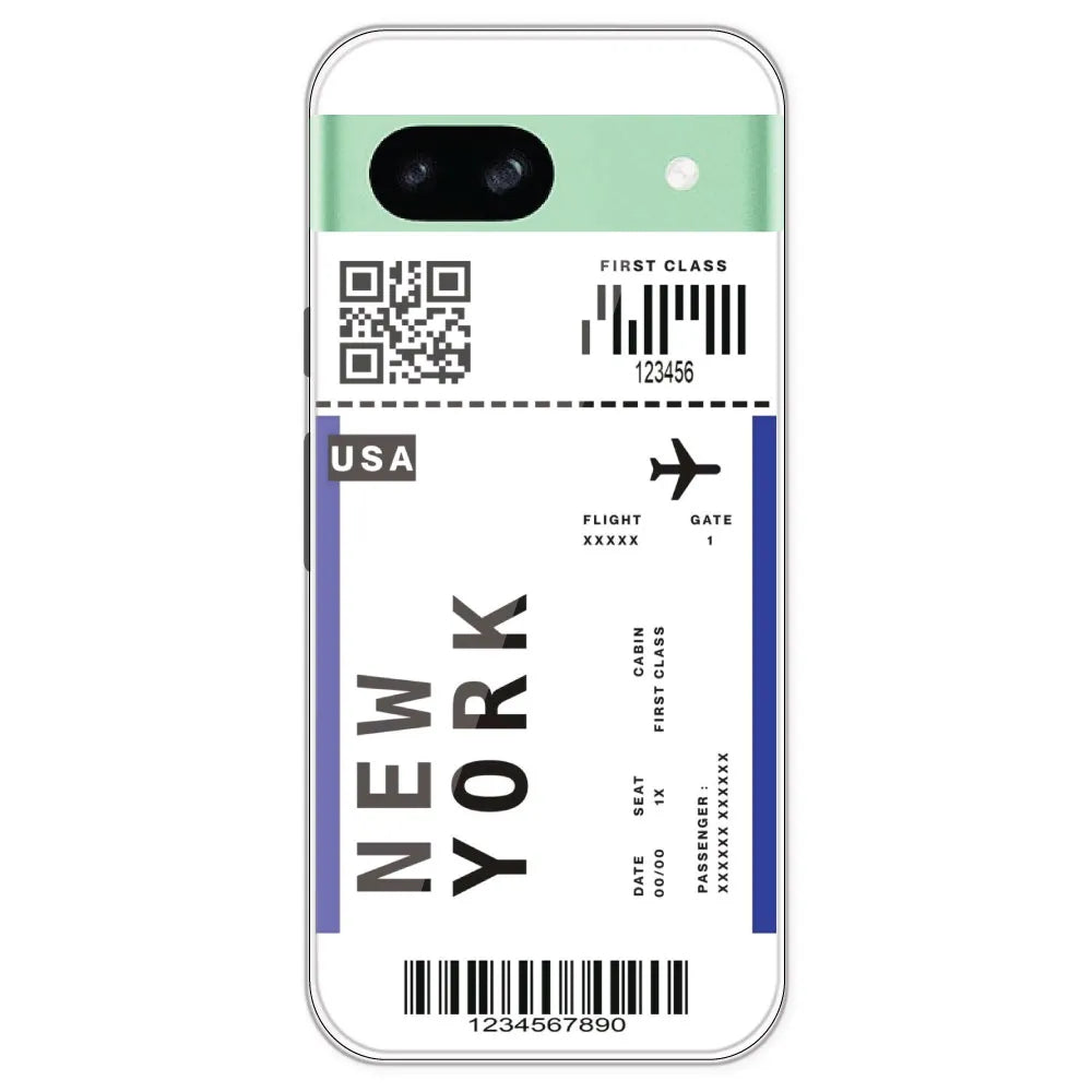 New York Ticket - Clear Printed Silicone Case For Google Pixel 8A