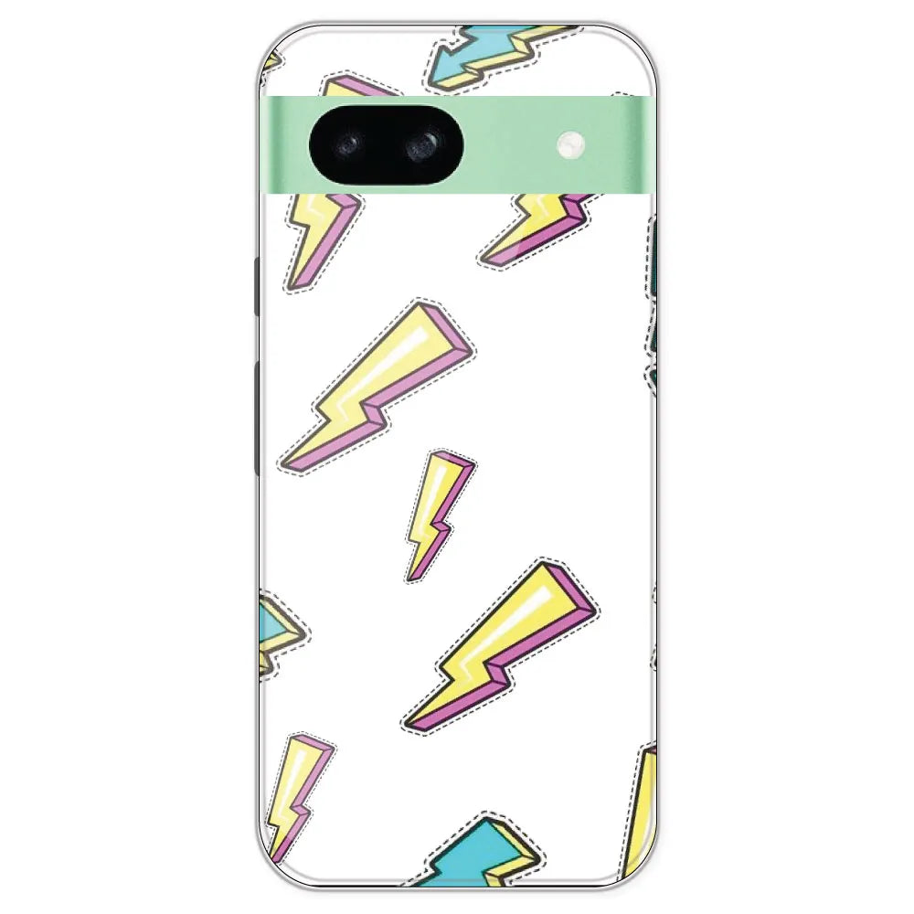 Lighting Bolts - Clear Printed Silicone Case For Google Pixel 8A