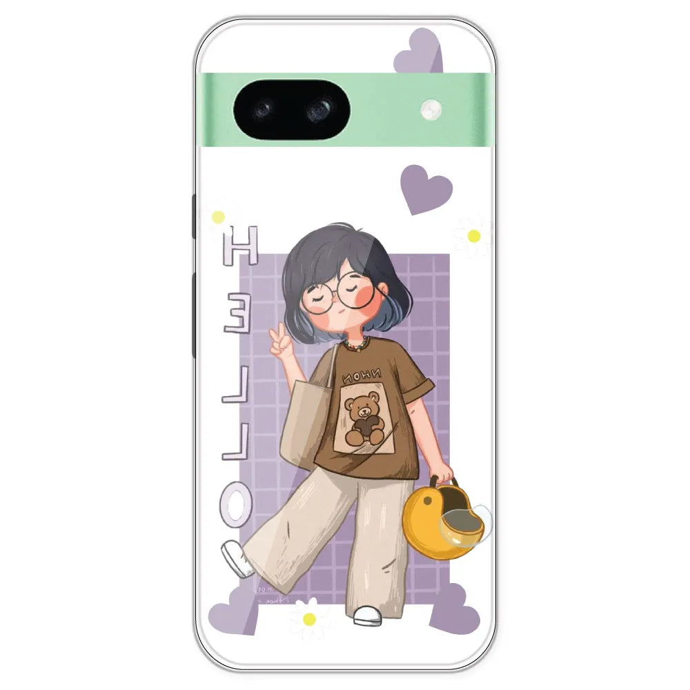 Introvert Girl - Clear Printed Silicone Case For Google Pixel 8A