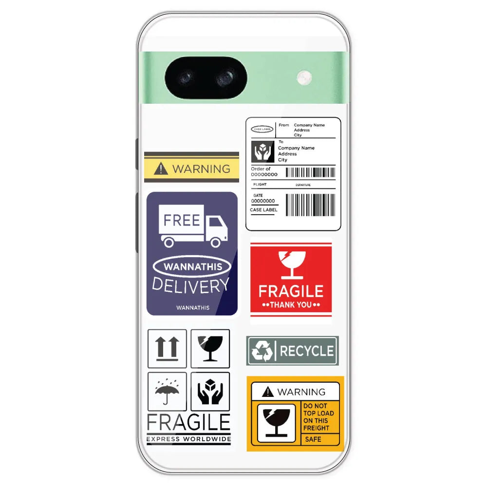 Caution Labels - Clear Printed Silicone Case For Google Pixel 8A