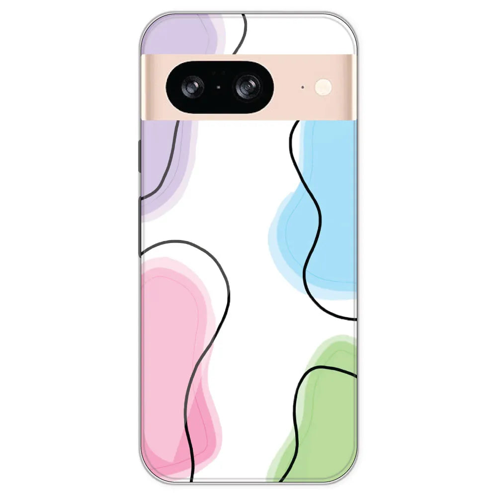 Rainbow Cow Print - Clear Printed Silicone Case For Google Pixel 8