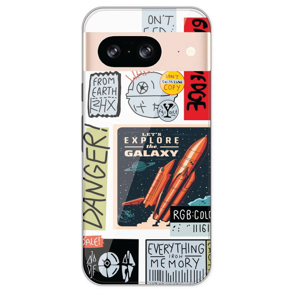 Galaxy - Clear Printed Silicone Case For Google Pixel 8