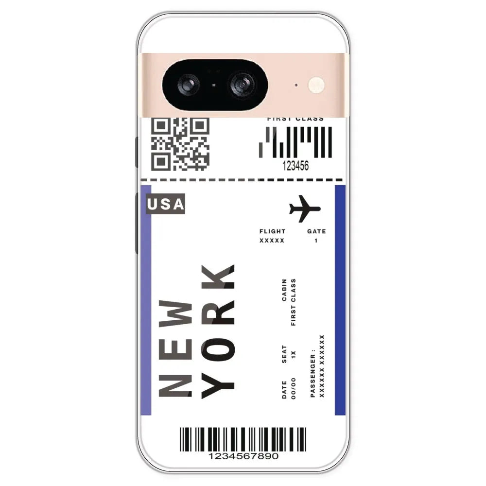 New York Ticket - Clear Printed Silicone Case For Google Pixel 8