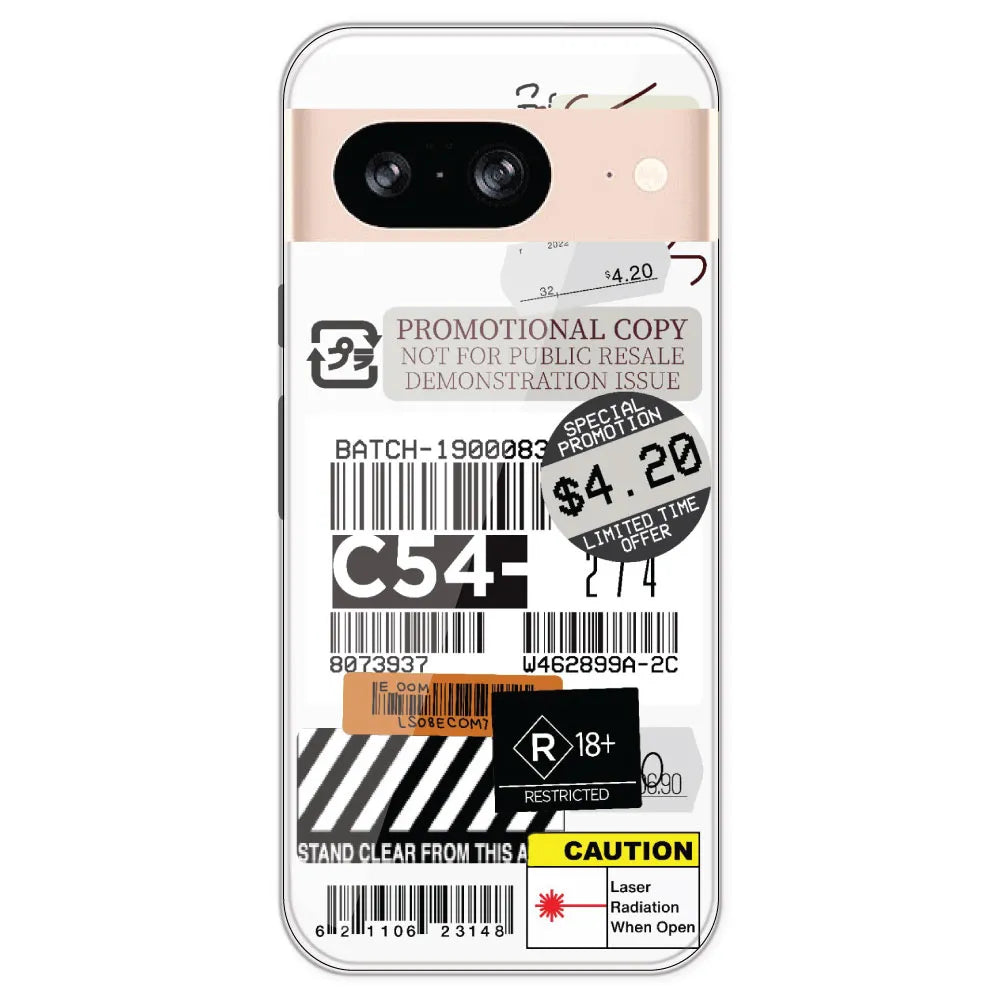 Labels - Clear Printed Silicone Case For Google Pixel 8