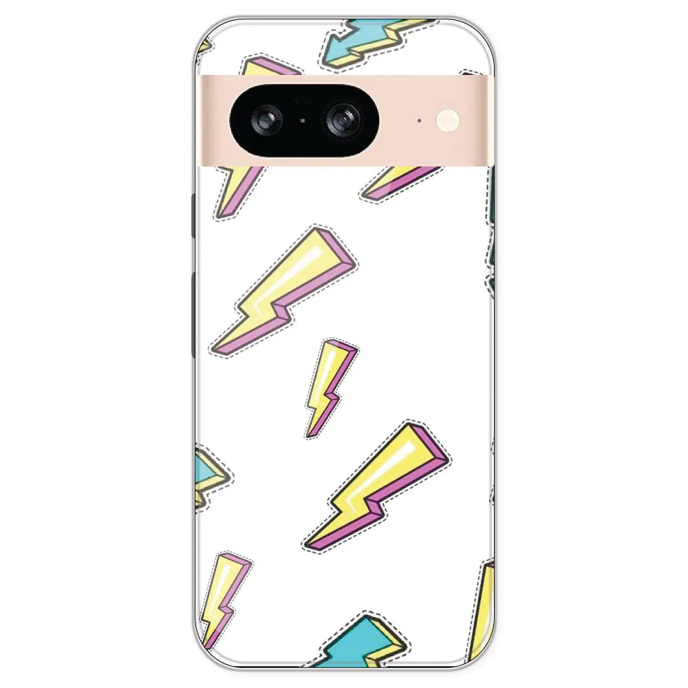 Lighting Bolts - Clear Printed Silicone Case For Google Pixel 8