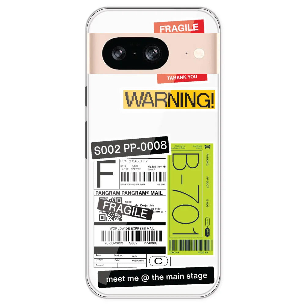 Fragile Labels - Clear Printed Silicone Case For Google Pixel 8