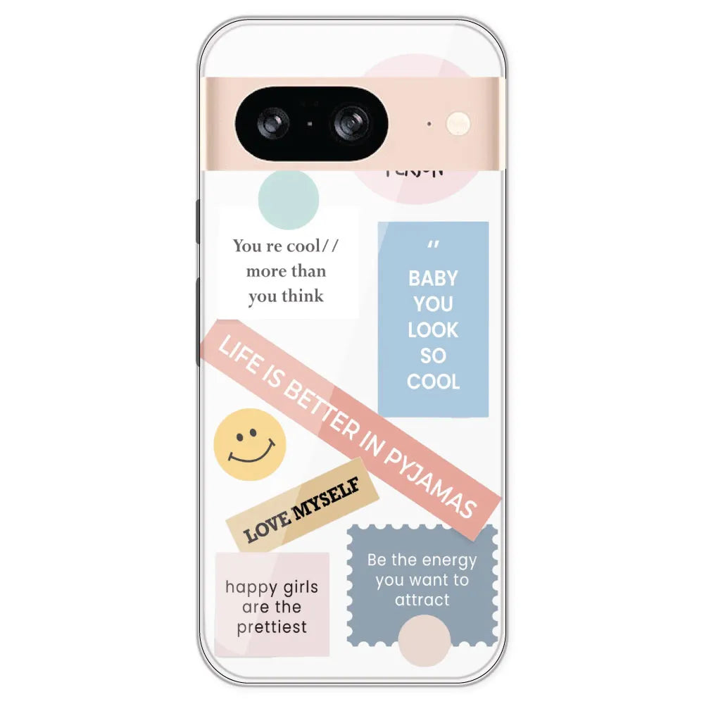 Be Happy - Clear Printed Silicone Case For Google Pixel 8