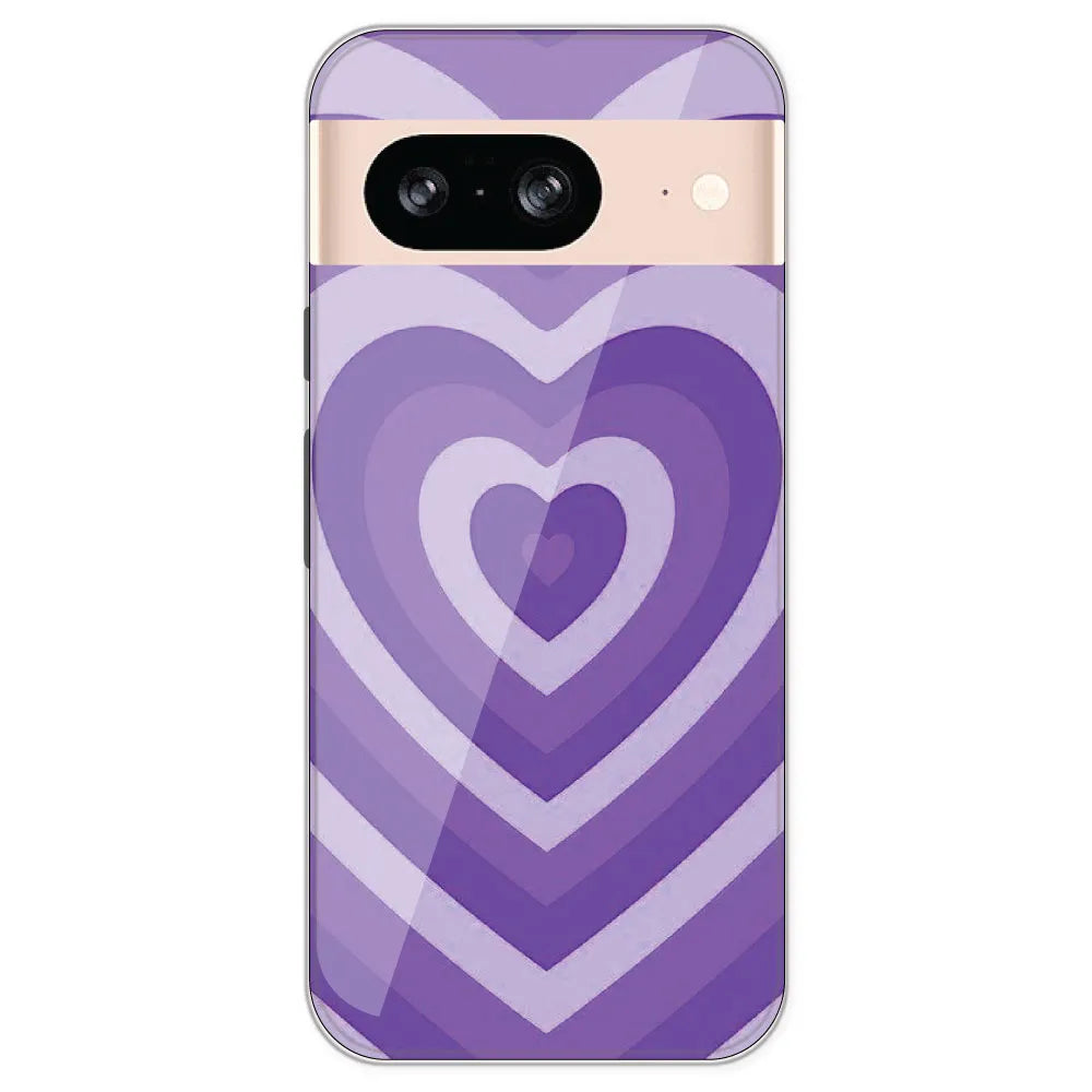 Purple Hearts - Printed Silicone Case For Google Pixel 8