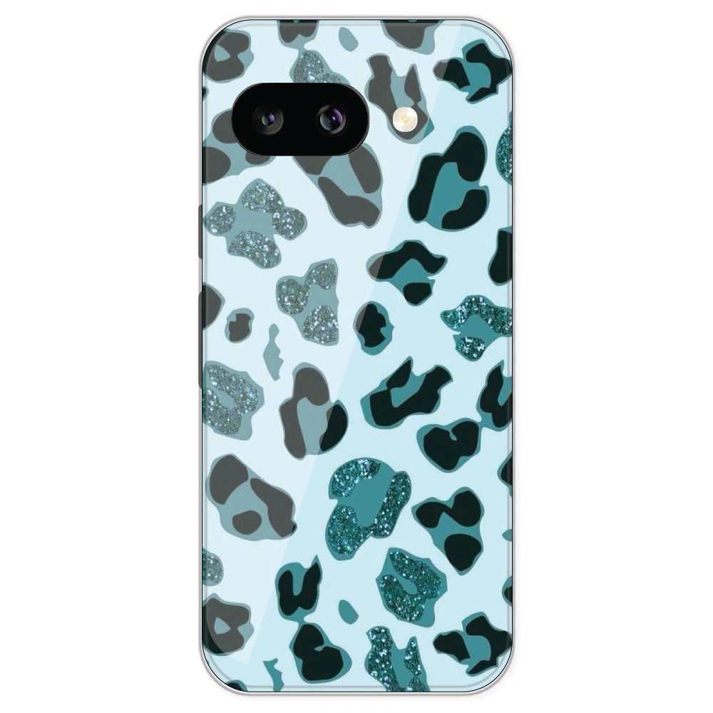 Blue Leopard Glitter Print - Printed Silicone Case For Google Pixel 9A