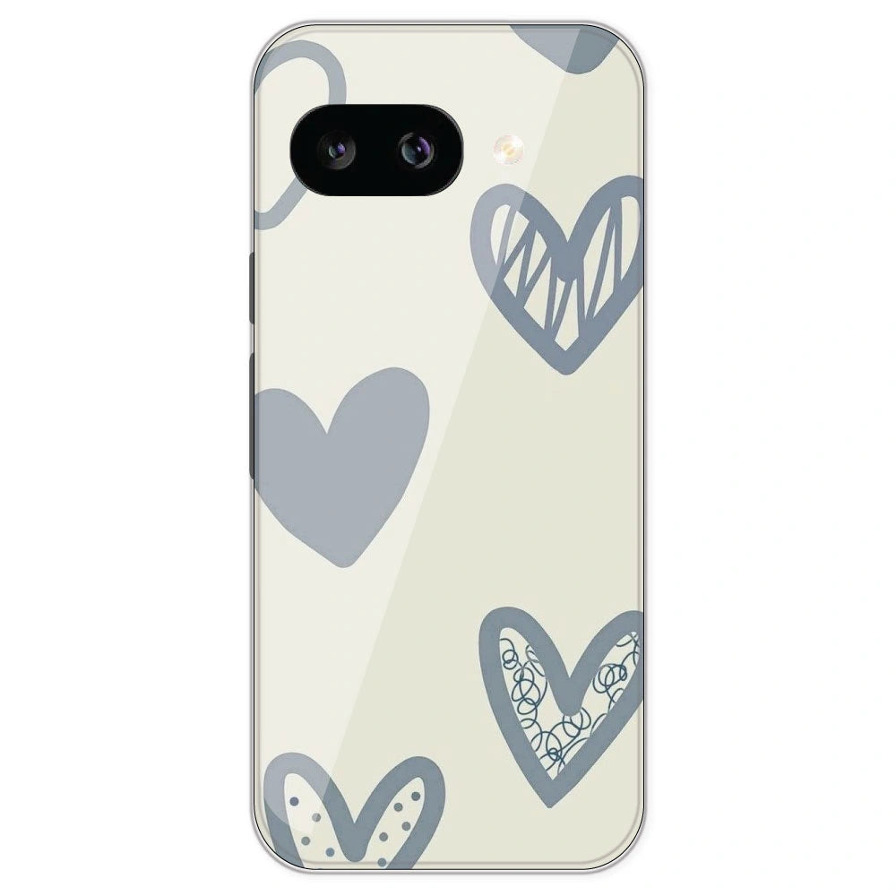 Light Blue Hearts - Printed Silicone Case For Google Pixel 9A