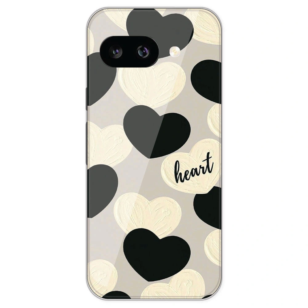 Black And White Heart - Printed Silicone Case For Google Pixel 9A