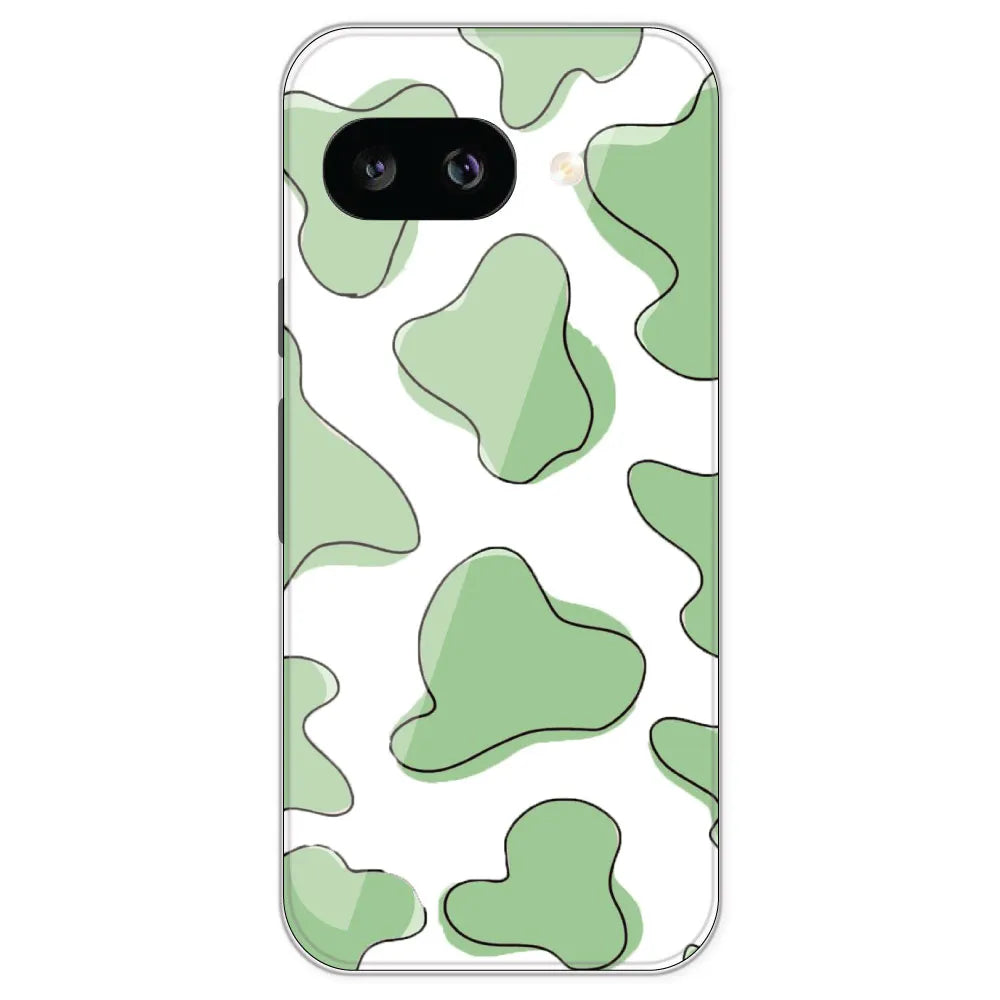 Green Cow Print - Clear Printed Silicone Case For Google Pixel 9A