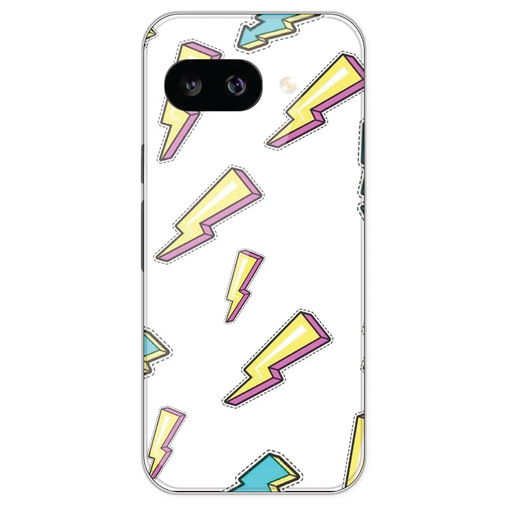 Lighting Bolts - Clear Printed Silicone Case For Google Pixel 9A