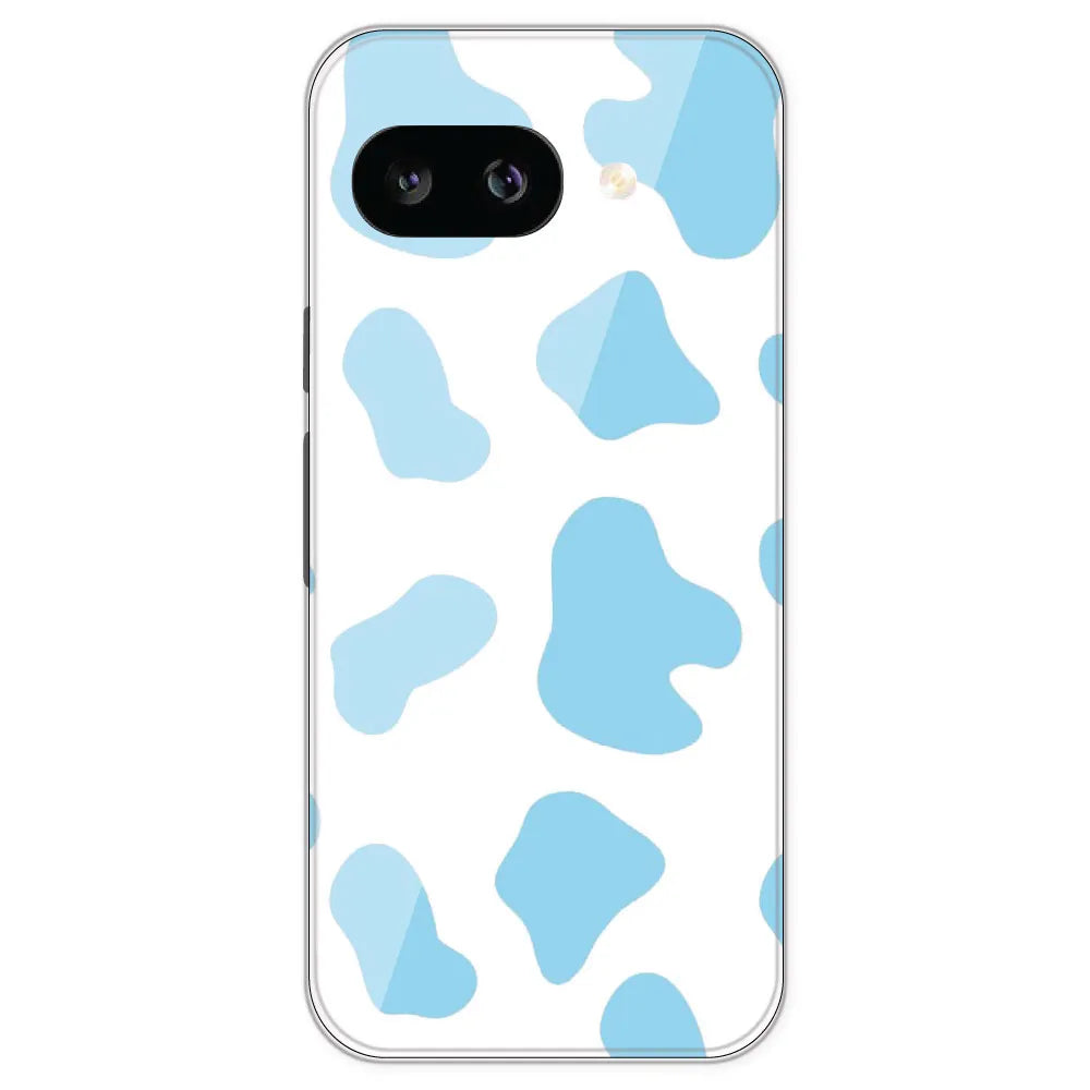 Blue Cow Print - Clear Printed Silicone Case For Google Pixel 9A