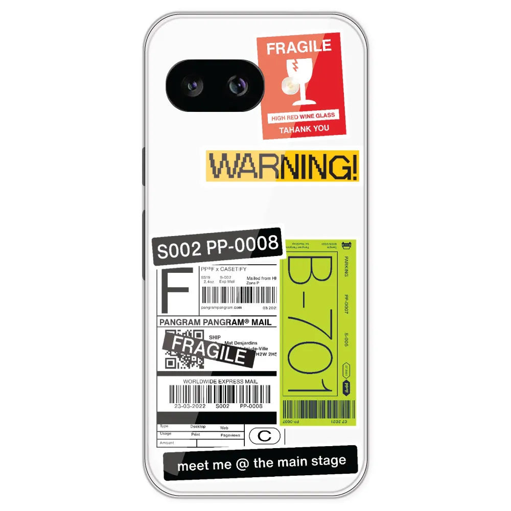 Fragile Labels - Clear Printed Silicone Case For Google Pixel 9A